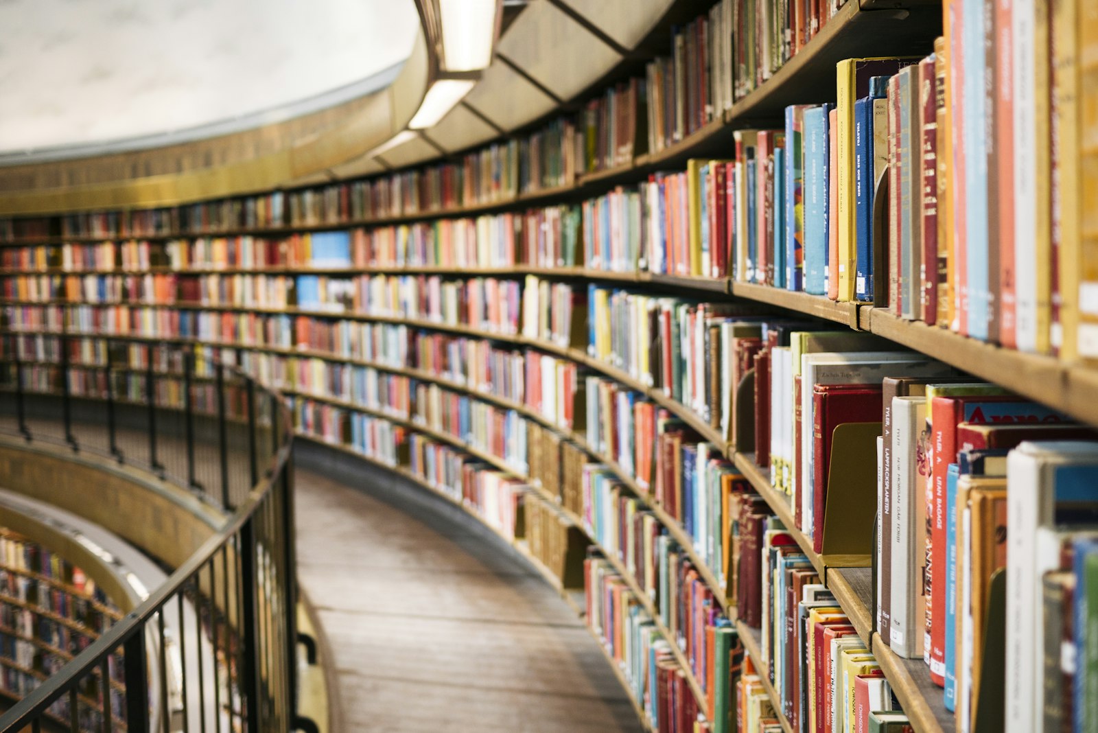Library shelves and reading tables