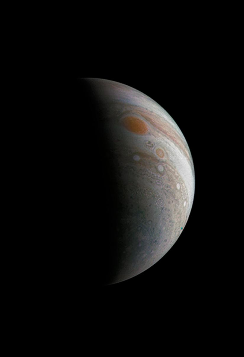 Crescent Jupiter with the Great Red Spot