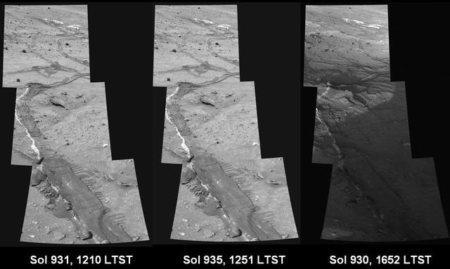 Mars Rover Tracks and Surface Shadows
